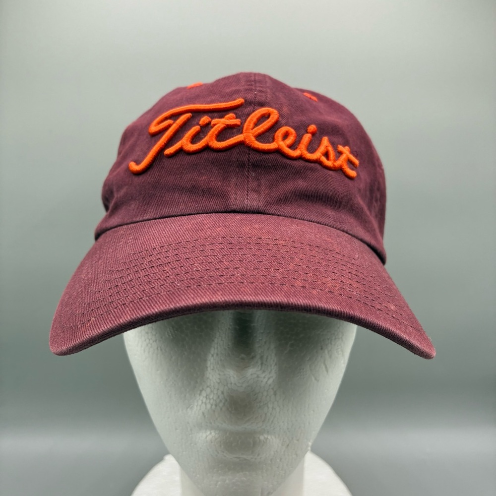 Virginia Tech Hokies Titleist Adult OSFM Maroon Orange NCAA Strapback Cap Hat - Picture 2 of 7